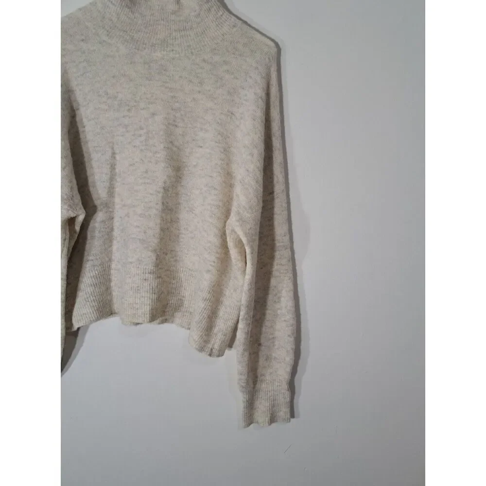 Womens medium sweater alpaca mockneck Samsoe Samsoe oatmeal slouchy boho beige - Picture 5 of 9